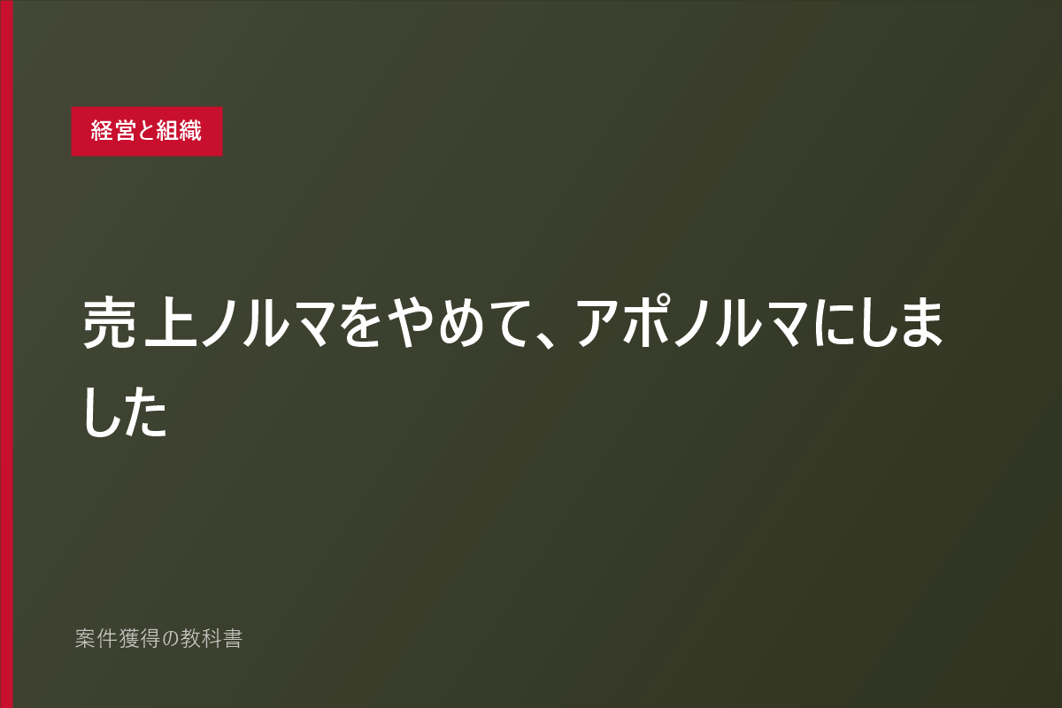 売上ノルマをやめて、アポノルマにしました