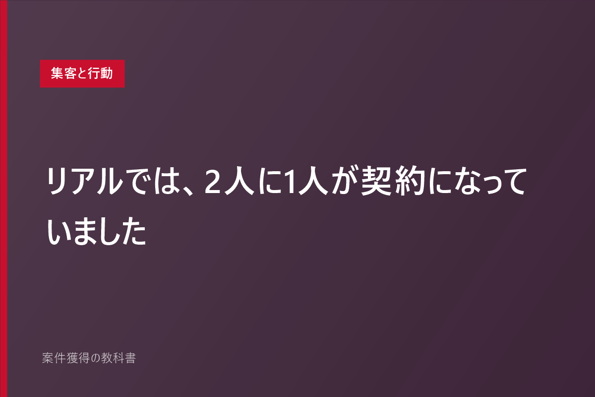 リアルでは、2人に1人が契約になっていました